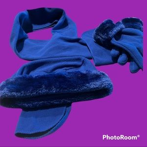 3 piece Royal Blue Scarf Set